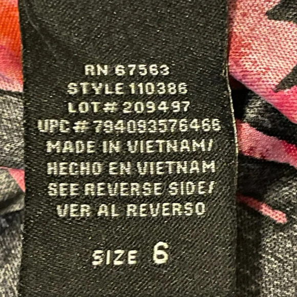 SLNY Vibrant Red Orange Floral Sheath Dress Black Velvet Burnout Overlay Size 6 - Picture 11 of 13